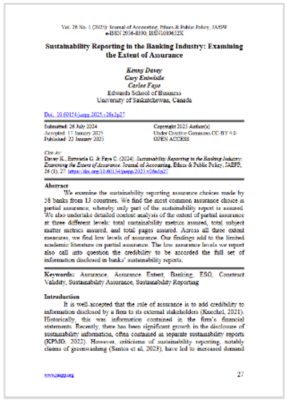 Sustainability Reporting in the Banking Industry: Examining the Extent of Assurance